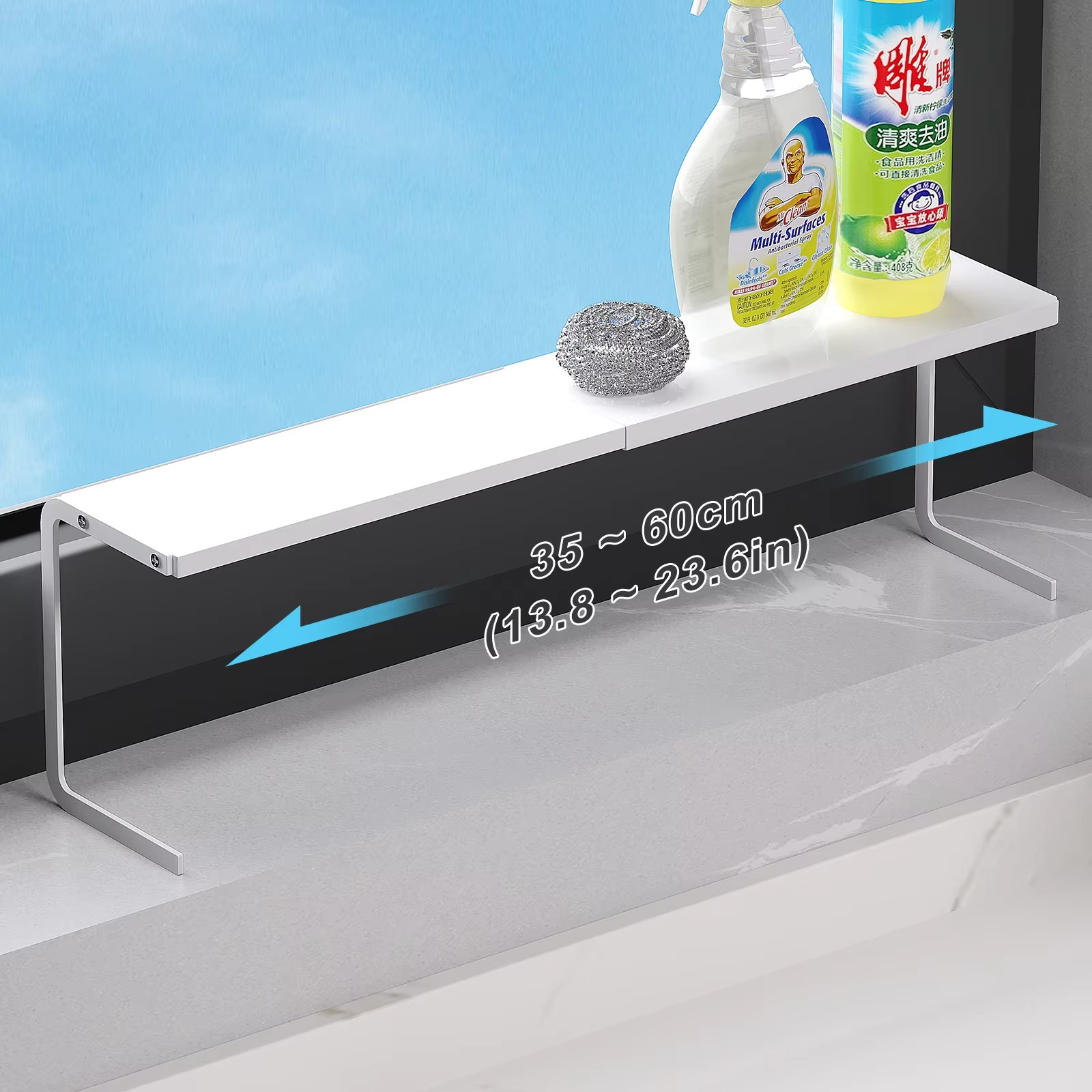 Kitchen Window Sill Flower Stand Narrow Double-Layer Storage Rack Retractable Succulents Extremely Narrow Gap Extension Window Edge Widening