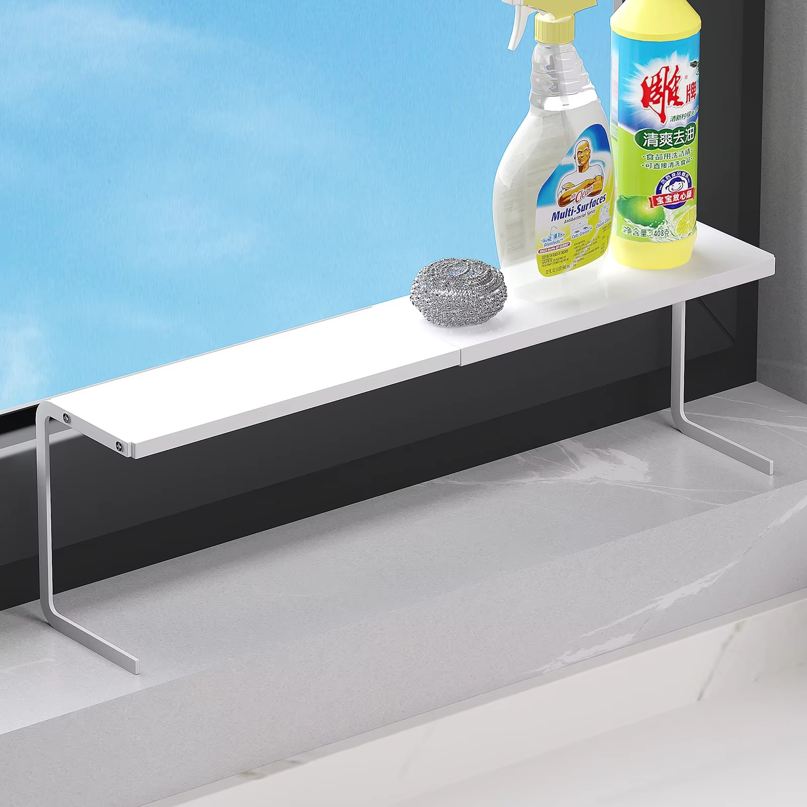 Kitchen Window Sill Flower Stand Narrow Double-Layer Storage Rack Retractable Succulents Extremely Narrow Gap Extension Window Edge Widening