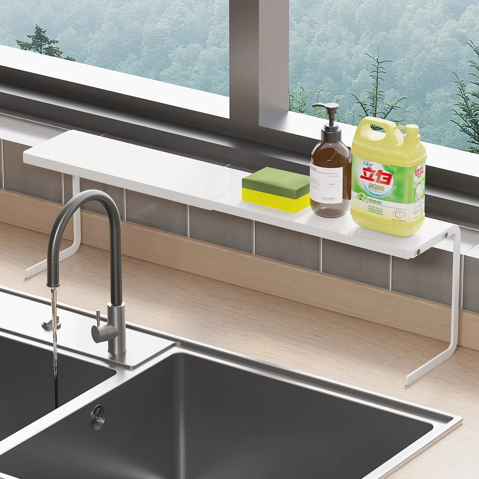 Kitchen Window Sill Flower Stand Narrow Double-Layer Storage Rack Retractable Succulents Extremely Narrow Gap Extension Window Edge Widening