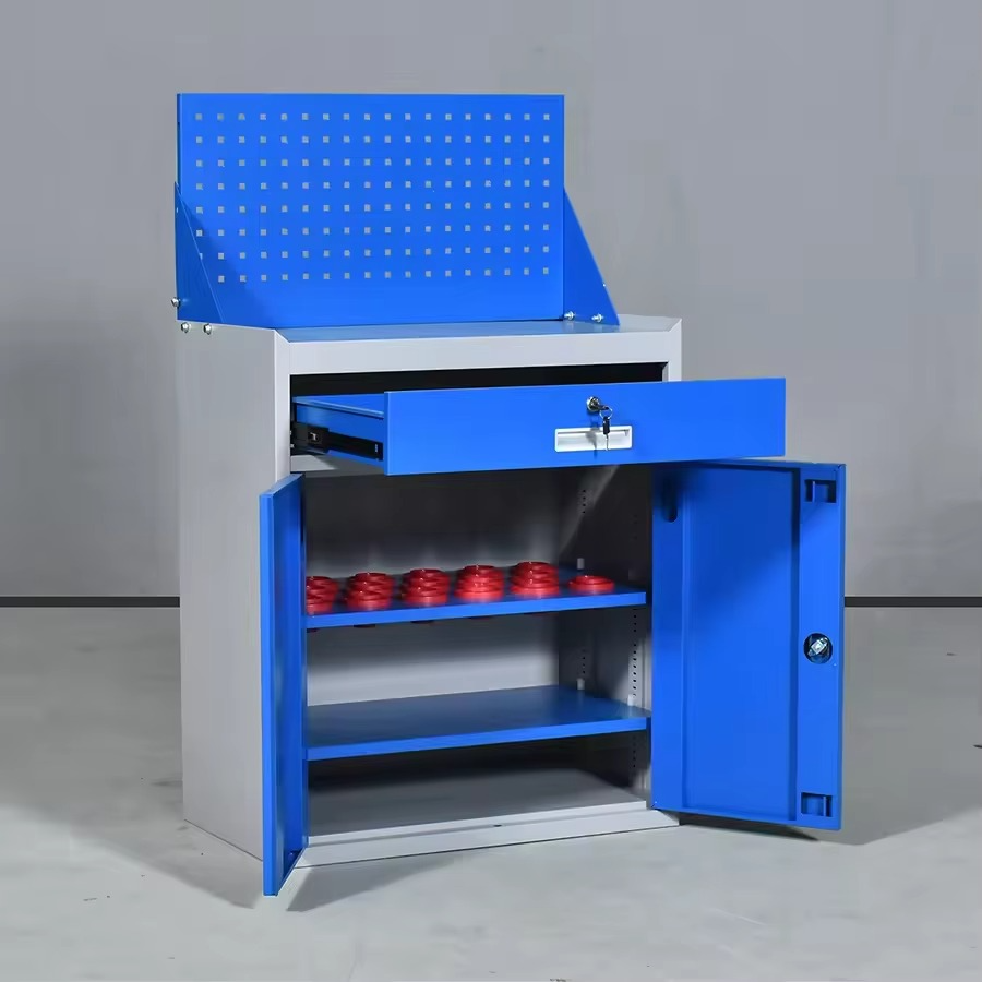 2025Modern 2-Drawer Mobile Workshop Tool Storage Cabinet Stainless Steel Wood Panel Mobile Tool Cart with Wheels Metal Design