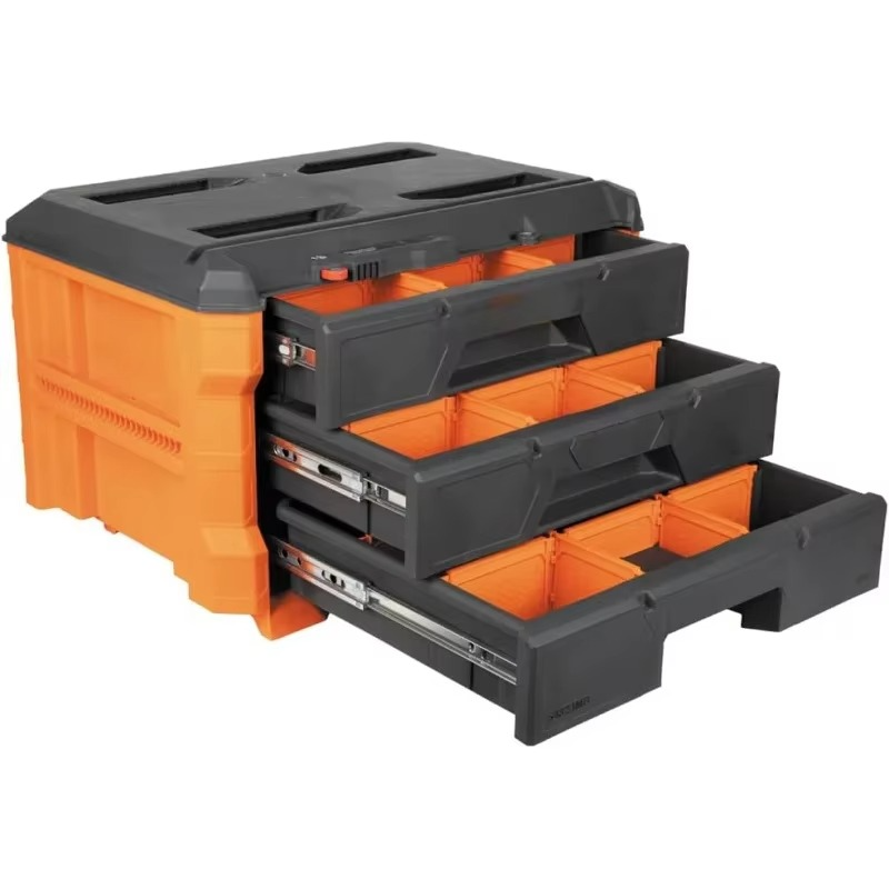 MODbox 3-Drawer Tool Box Organizer, Heavy-Duty Tool Storage Organizer with Three Drawers, Stackable Tool Box Set Module