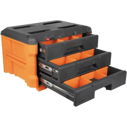 MODbox 3-Drawer Tool Box Organizer, Heavy-Duty Tool Storage Organizer with Three Drawers, Stackable Tool Box Set Module