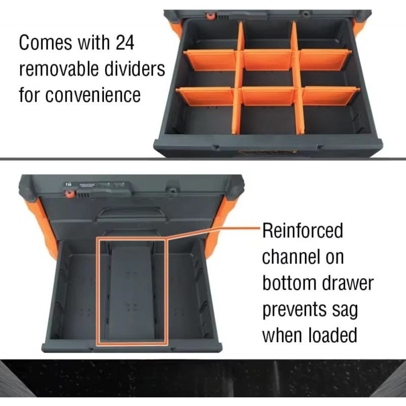 MODbox 3-Drawer Tool Box Organizer, Heavy-Duty Tool Storage Organizer with Three Drawers, Stackable Tool Box Set Module