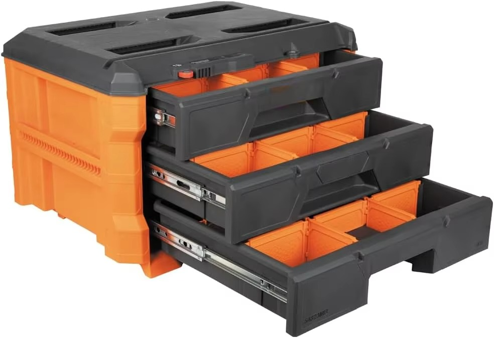 MODbox 3-Drawer Tool Box Organizer, Heavy-Duty Tool Storage Organizer with Three Drawers, Stackable Tool Box Set Module
