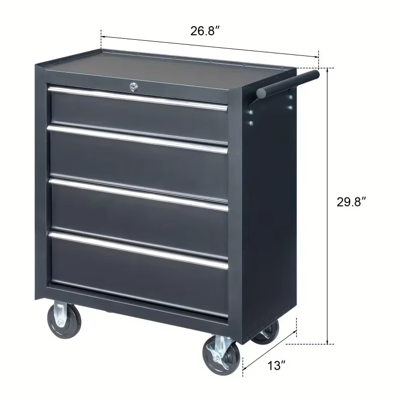 Single Base Cabinet 4 Drawer Steel Black 330 Pound Instrument Cart Storage Room