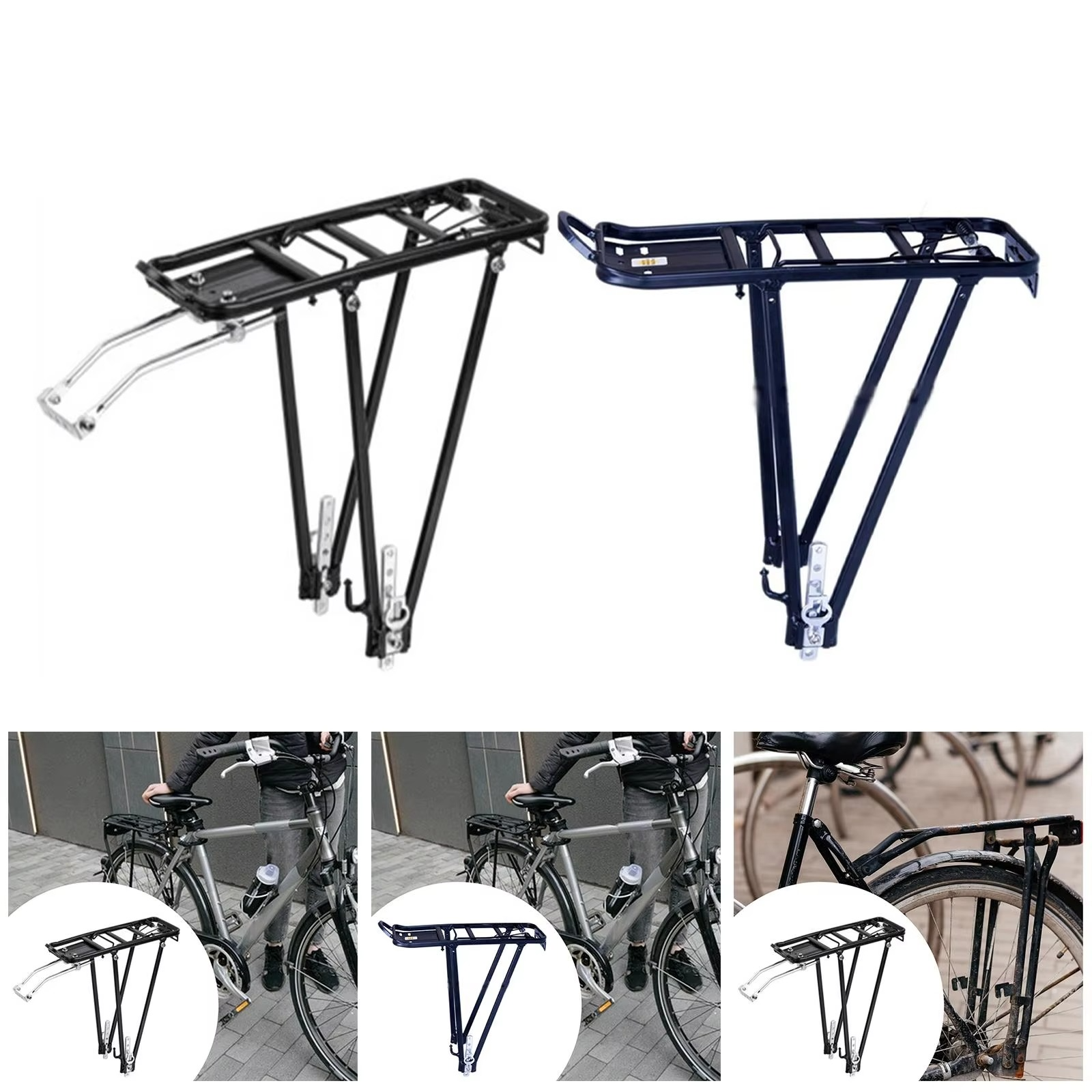 Bike Rear Rack Easy Installation for 24"-28" Frames Heavy Duty Bike Cargo Rack Bracket for Road Bikes Delivery Commuting Cycling