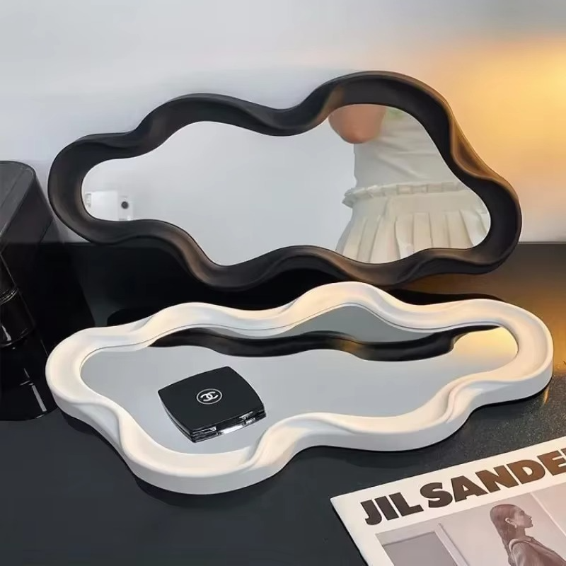 Cloud Shaped Desktop Vertical Makeup Mirror Student Dormitory Bathroom Wall Mounted Mirror Bedroom Living Room Home Decoration