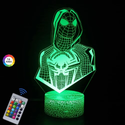 Spiderman Toys Kids 16 Color Remote Control Night Light Superhero Christmas Gift Birthday 3D Illusion Lamp for Kid Gift