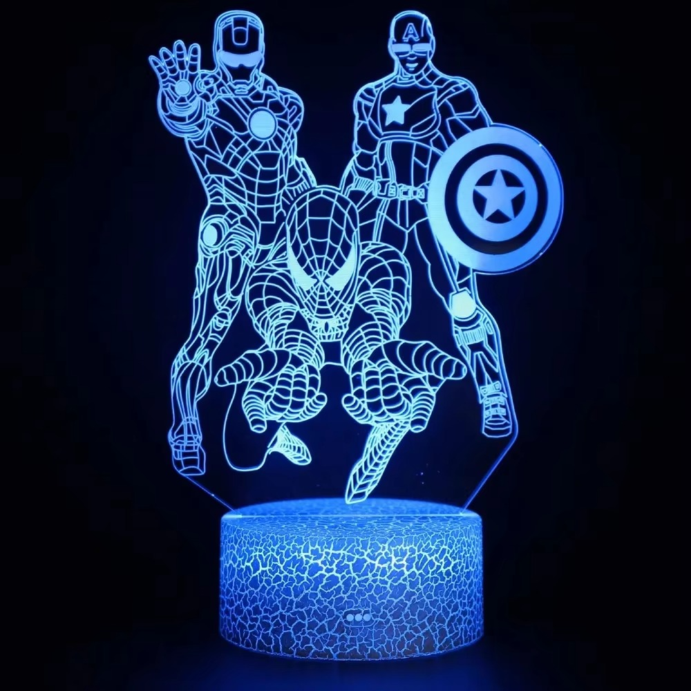 Spiderman Toys Kids 16 Color Remote Control Night Light Superhero Christmas Gift Birthday 3D Illusion Lamp for Kid Gift