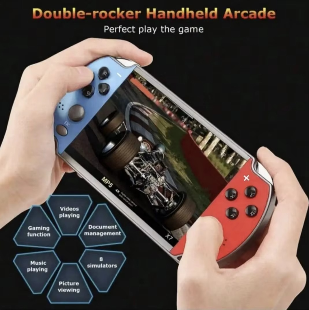 X7 Handheld Game Console 4.3 Inch Handheld High Definition Screen with Clear Video Built in Many Arcade Games Retro Games