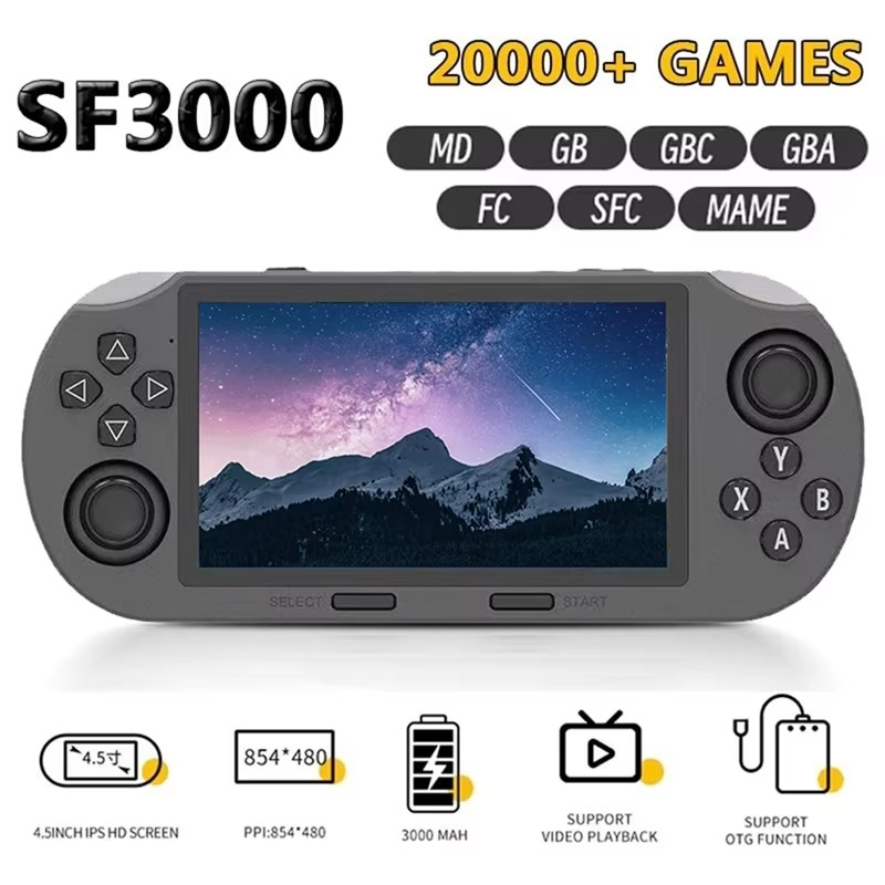 Portable Game Player Retro Handheld Game Console 4.5 Inch IPS Screen Built-In 20000+ Games Retro Video Games For PS1 GBA-Y41A