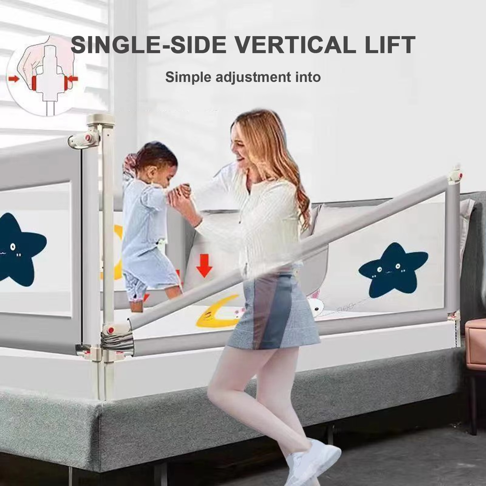 Bed Rail For Baby Protection Bedrail For Toddler Bed Height Adjustment Secure Sleeping Protection Safety Guardrail For Bedrooms