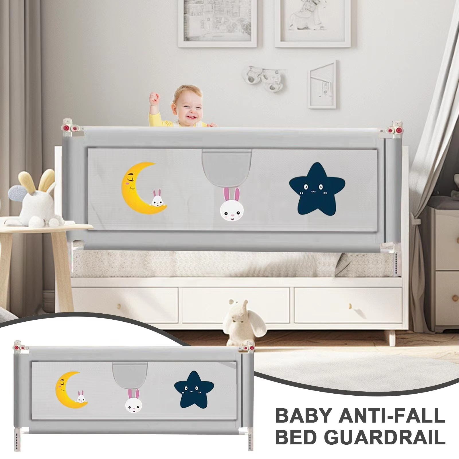 Bed Rail For Baby Protection Bedrail For Toddler Bed Height Adjustment Secure Sleeping Protection Safety Guardrail For Bedrooms