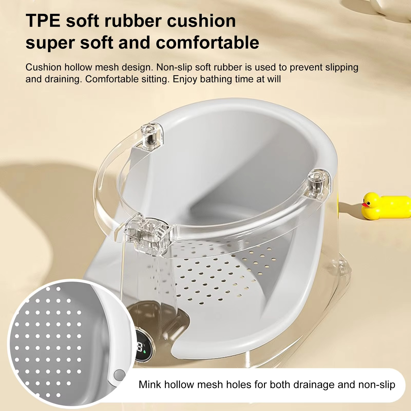 Baby Bath Seat Bathtub Sit-Up Chair With Temperature Sensor Children Safety Shower Assistance Supplies For Home Travel