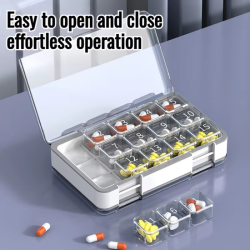 Portable Pill Box Double Compartment Double Layer Sealed Organizer 30 Day Medicine Carrying Case