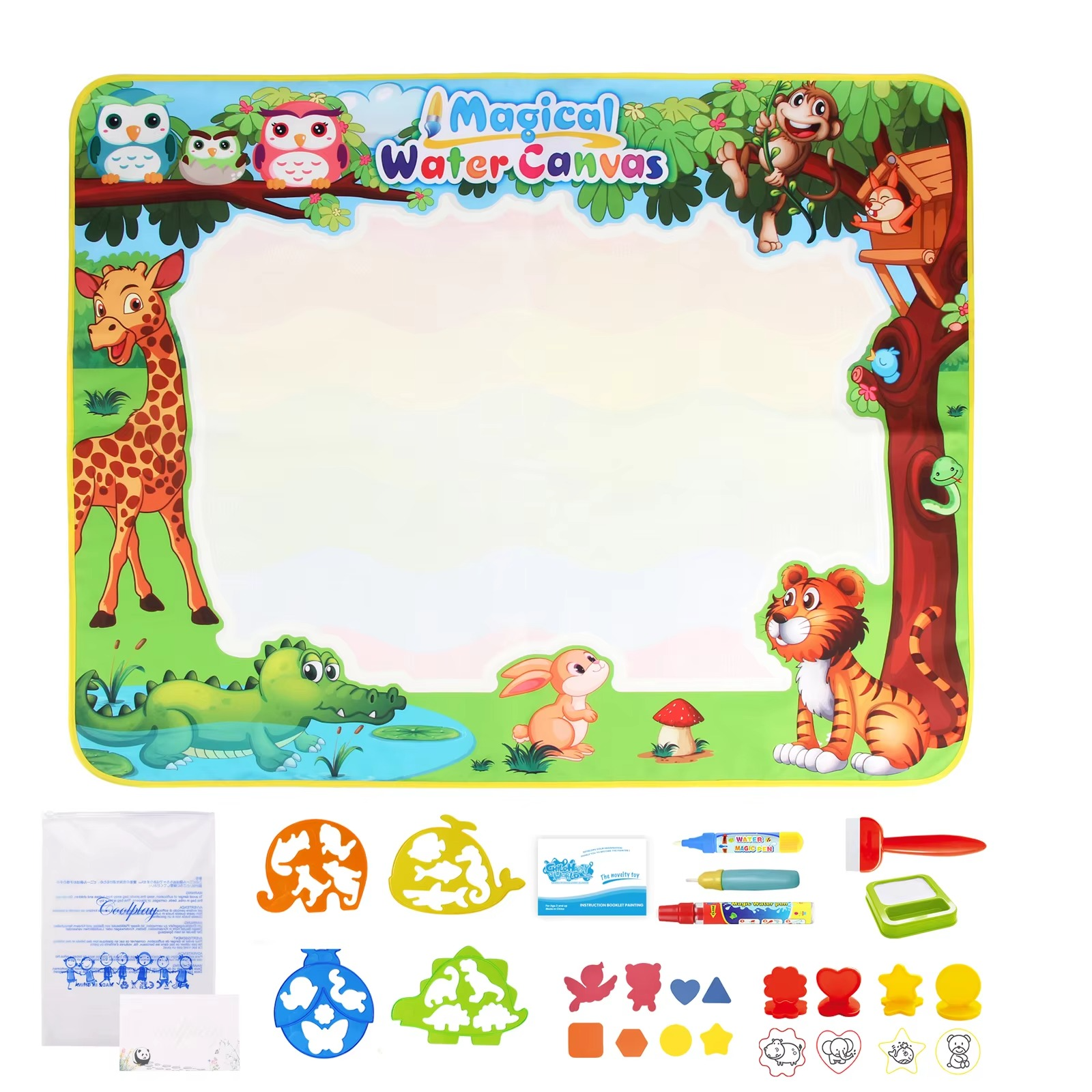 100x80CM Magic Water Drawing Mat Coloring Doodle With Reusable Magic Pens Montessori Painting Board Educational Toys Kids Gifts