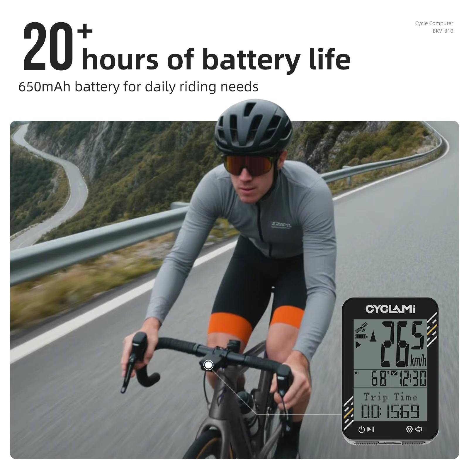 CYCLAMI Bicycle Computer GPS Odometer Cycling Bike Computer Riding Wireless Speedometer 2.4 Inch Large Screen