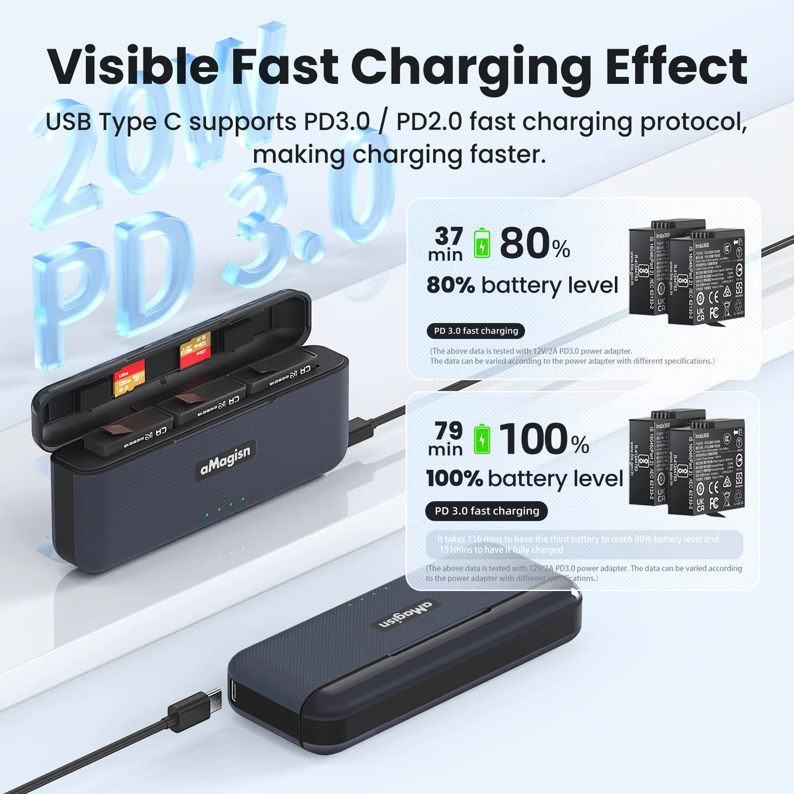 For Insta360 Ace Pro 2 Battery Charger Fast Charging Case Charge Hub Portable For Insta360 Ace Pro 2 Power Accessories