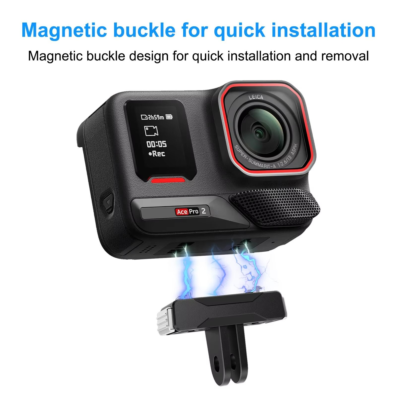 PULUZ Magnetic Base For Insta360 X5 / Ace Pro 2 Panoramic Camera Quick Release Adapter ABS Mount For Insta360 Ace / Ace Pro
