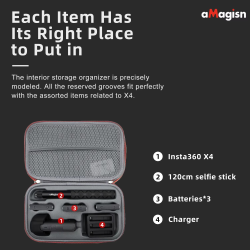 aMagisn X4 Carrying Case for Insta360 X4,Anti-water Splash Storage Bag Anti-shock Hard Protective Case，Insta 360 X4 Accessories