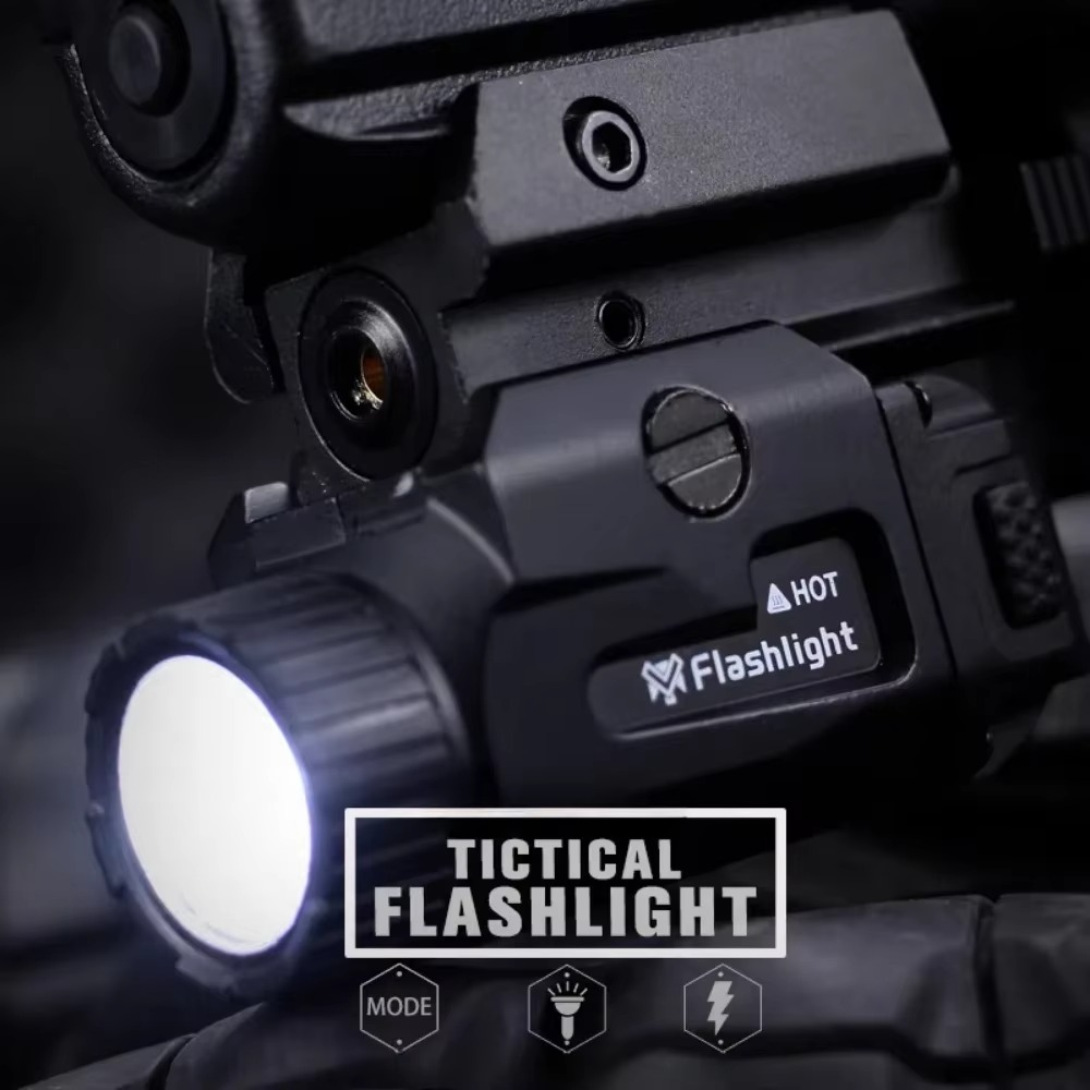 800LM Powerful Tactical Weapon Light 4 Mode USB Rechargeable Quick Release Handgun Outdoor Shooting with Picatinny Rail Mount