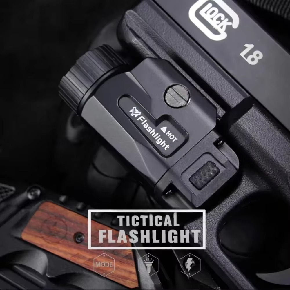 800LM Powerful Tactical Weapon Light 4 Mode USB Rechargeable Quick Release Handgun Outdoor Shooting with Picatinny Rail Mount