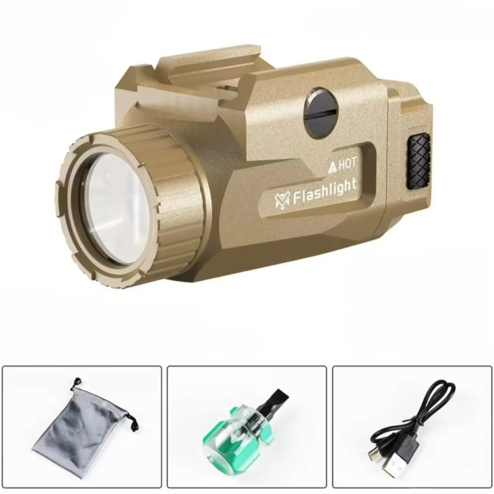 800LM Powerful Tactical Weapon Light 4 Mode USB Rechargeable Quick Release Handgun Outdoor Shooting with Picatinny Rail Mount