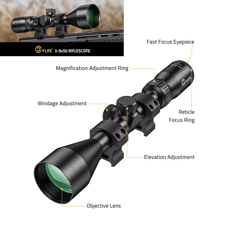CVLIFE Rifle Scope Mil-dot Reticle Rifle Scope 1-inch Tube Optics Sight with 20mm Scope Rings for Picatinny Second Focal Plane