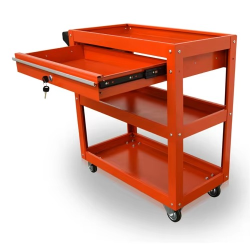 JZD Factory Factory Supply 3 Tier Heavy Duty Workshop Tool With One Drawer Four Wheels Hand Push Metal Tool Hand Cabinet