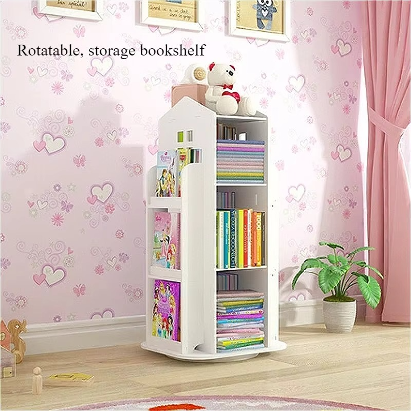 360° Rotating Kids Bookshelf - Creative Picture Book Display with Toy Storage, Space Saving Nursery Organizer desk bookshelf