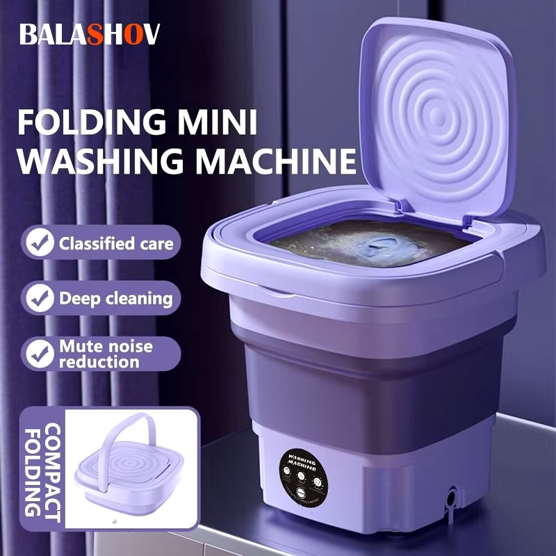 8L Portable Small Foldable Washing Machine with Spin Dryer For Socks Underwear Panties Washer Household Mini Washing Machine