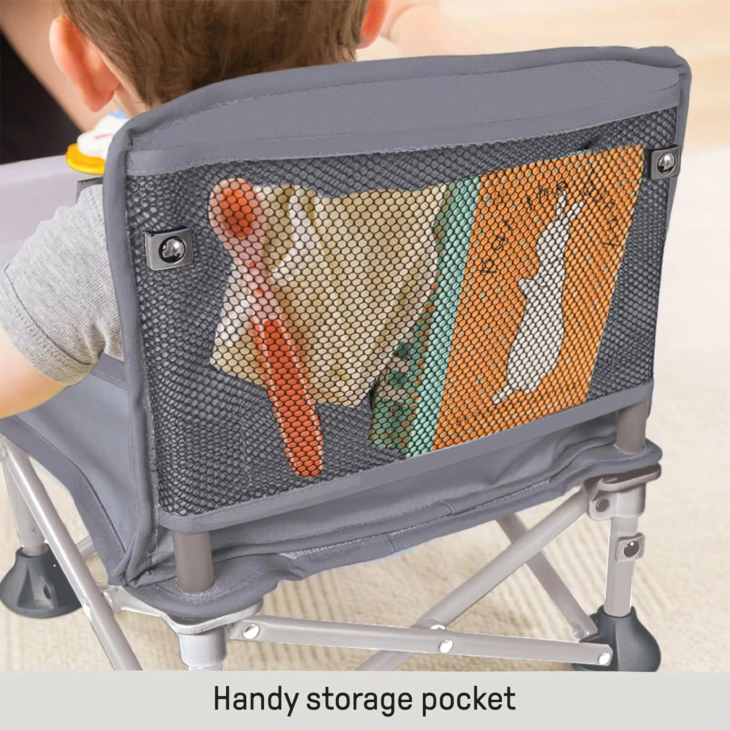 Foldable Baby Highchair with Straps Booster Baby Feeding Chair Portable Baby Seat with Storage Bag for Travelling & Camping