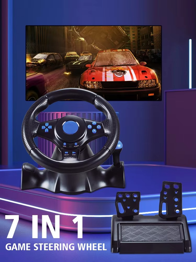 Racing Steering Wheel Vibration Controller 7 in 1 Game Simulation Racing Pedals for switch/xbox 360/xbox one/pc/ps4/3/Android