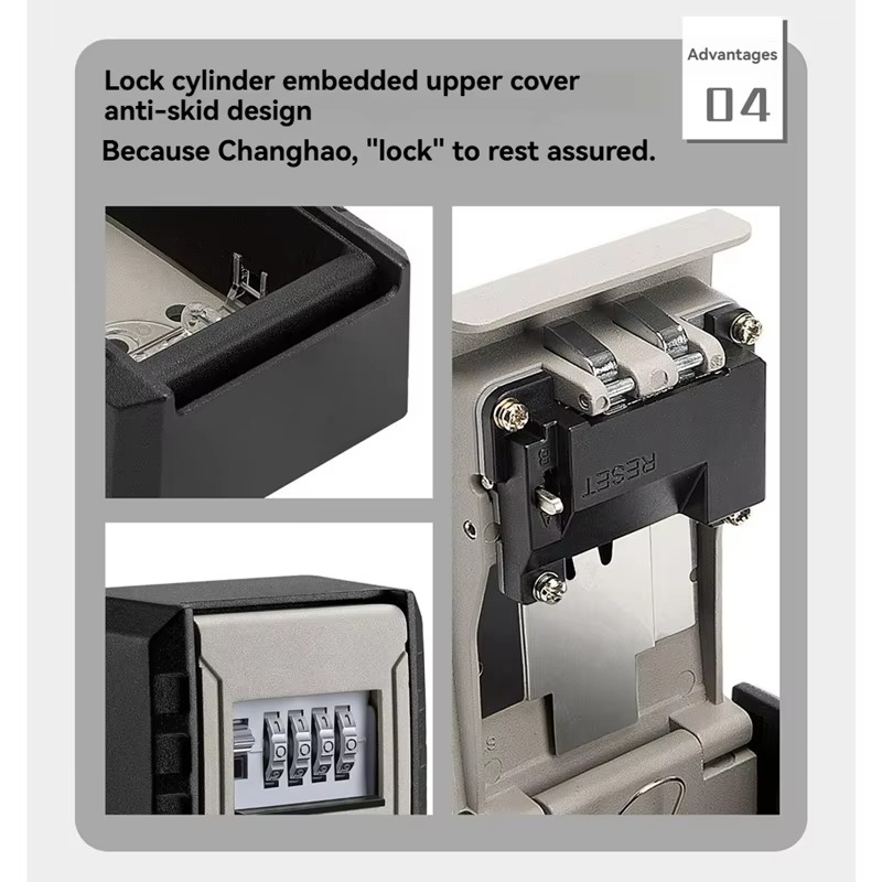 4 Digit Combination Key Box Wall Mounted Password Key Box Organizer Aluminum Alloy Key Storage Security Lock Outdoor-Y47A