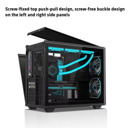 Black ATX Chassis Star Rail X Desktop Light Office Computer Case Gaming Case Type-C Walnut Edging Mesh Upmarket Business PC Case