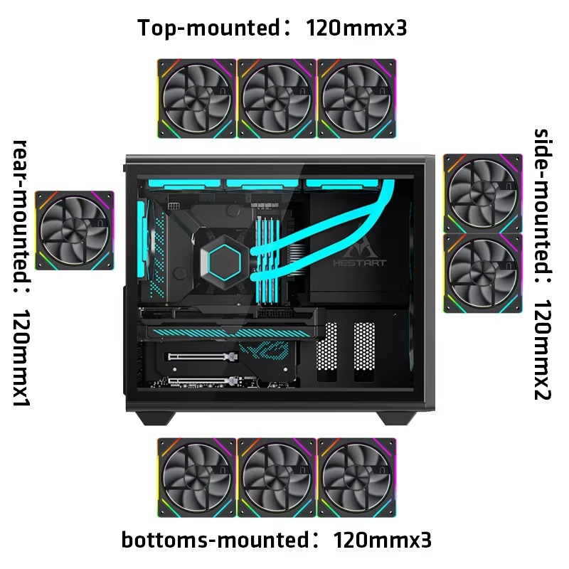 Black ATX Chassis Star Rail X Desktop Light Office Computer Case Gaming Case Type-C Walnut Edging Mesh Upmarket Business PC Case