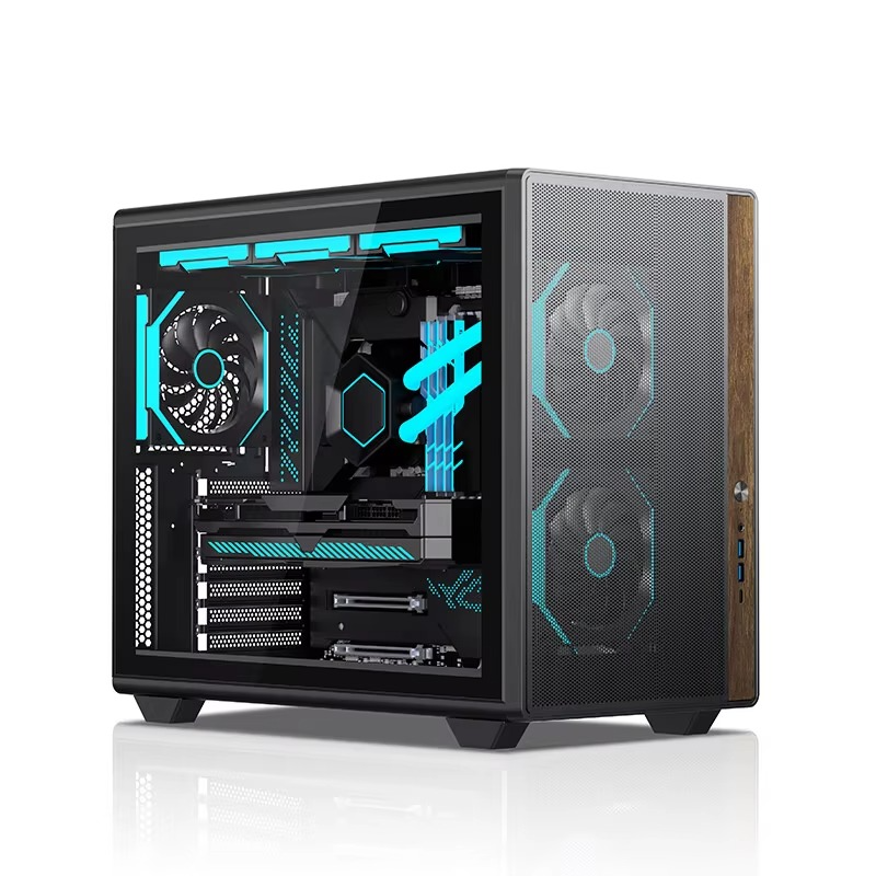 Black ATX Chassis Star Rail X Desktop Light Office Computer Case Gaming Case Type-C Walnut Edging Mesh Upmarket Business PC Case