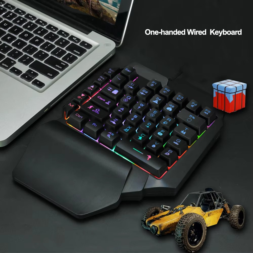 F6 USB Keyboard One-Handed Wired 39 Keys Luminous Gaming Keyboards For Tablet Colorful Ergonomics Gamer Keycap With Hand Rest