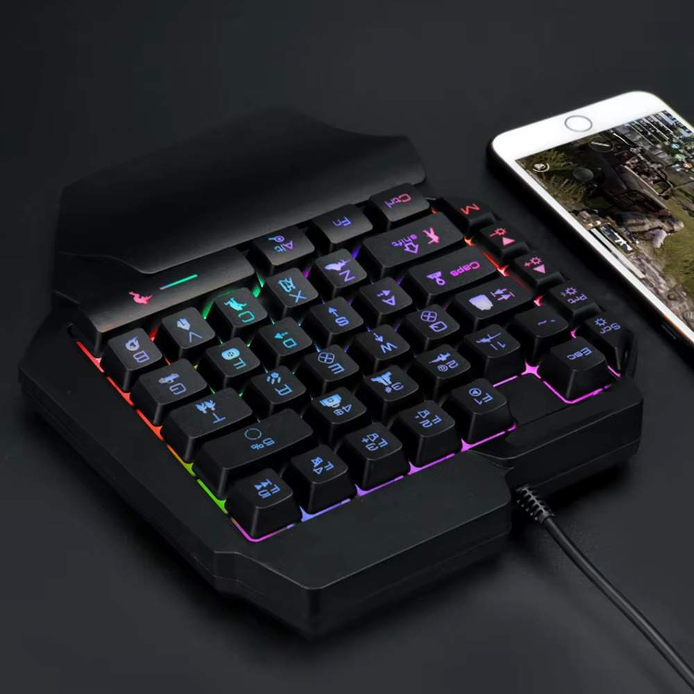 F6 USB Keyboard One-Handed Wired 39 Keys Luminous Gaming Keyboards For Tablet Colorful Ergonomics Gamer Keycap With Hand Rest