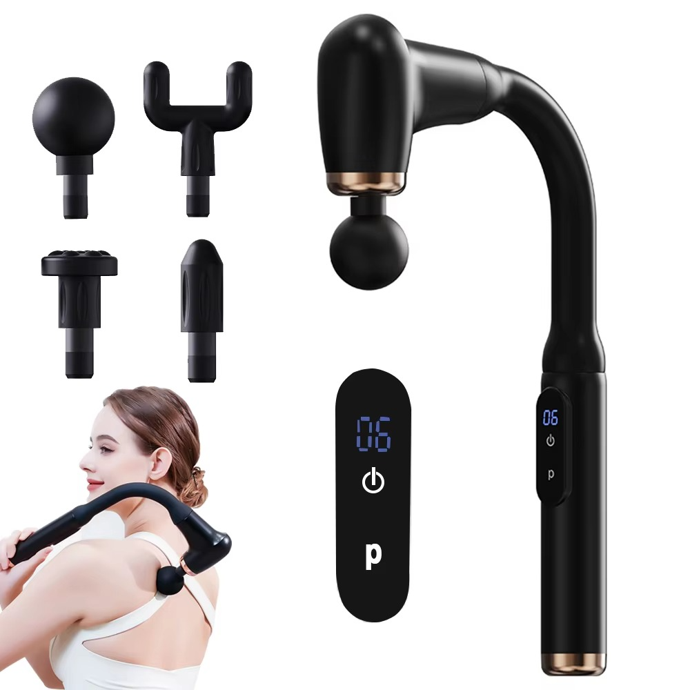 Fascia gun Handle and Elbow 3 Modes and 6 Gears Adjust Muscle Relaxation and Massage Percussion Hammer for Athletes
