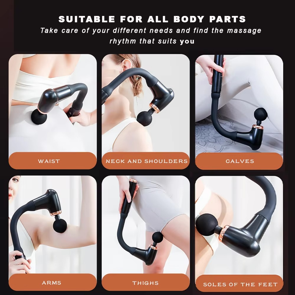 Fascia gun Handle and Elbow 3 Modes and 6 Gears Adjust Muscle Relaxation and Massage Percussion Hammer for Athletes