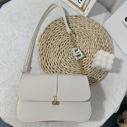 2025 summer new high-quality texture baguette bag fashionable light luxury chain underarm saddle bag versatile shoulder bag