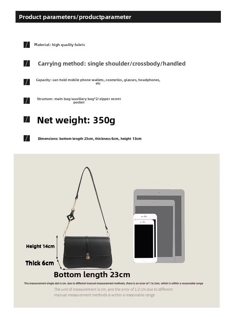 2025 summer new high-quality texture baguette bag fashionable light luxury chain underarm saddle bag versatile shoulder bag