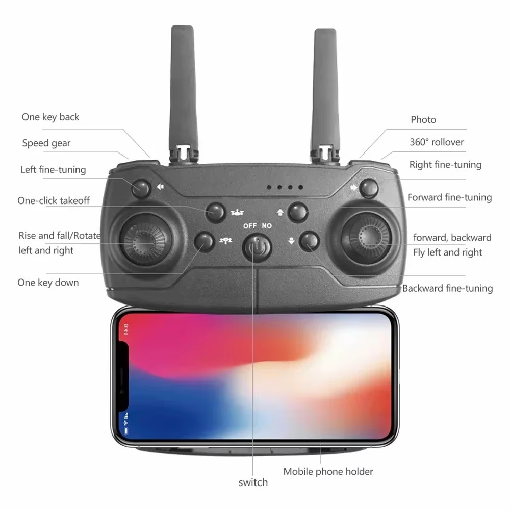 Professional 4K Wide Angle Drone E88 with HD Camera WiFi FPV Height Hold Foldable RC Quadrotor for Kids Toys