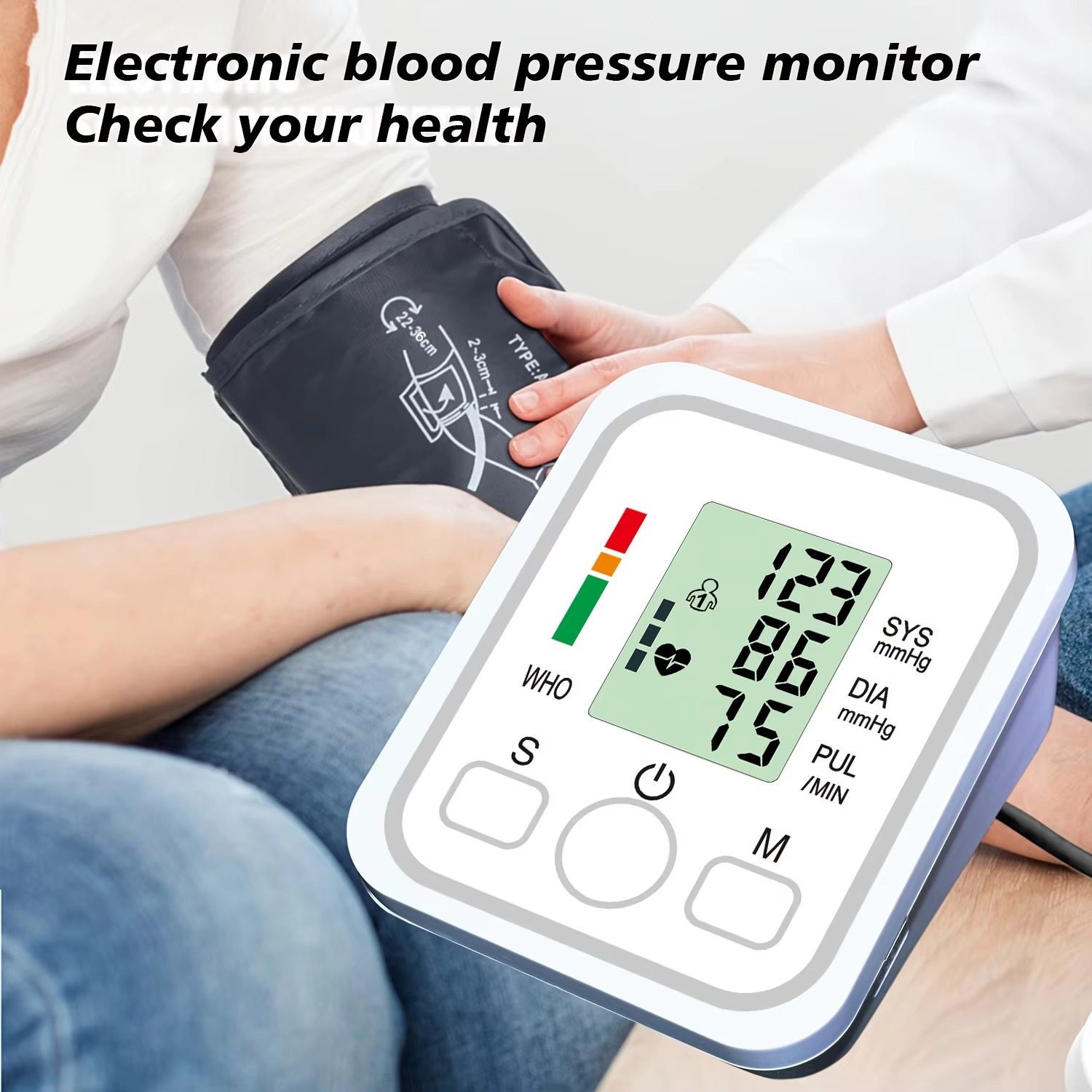 Blood Pressure Test Kit BP Monitor Upper Arm Automatic Tonometer Digital Sphygmomanometer Pulse Medical Device