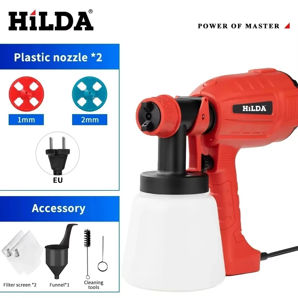 HILDA 800ML Electric Spray Gun High Power Tools Paint Sprayer Auto Household Red Electric Spray Gun