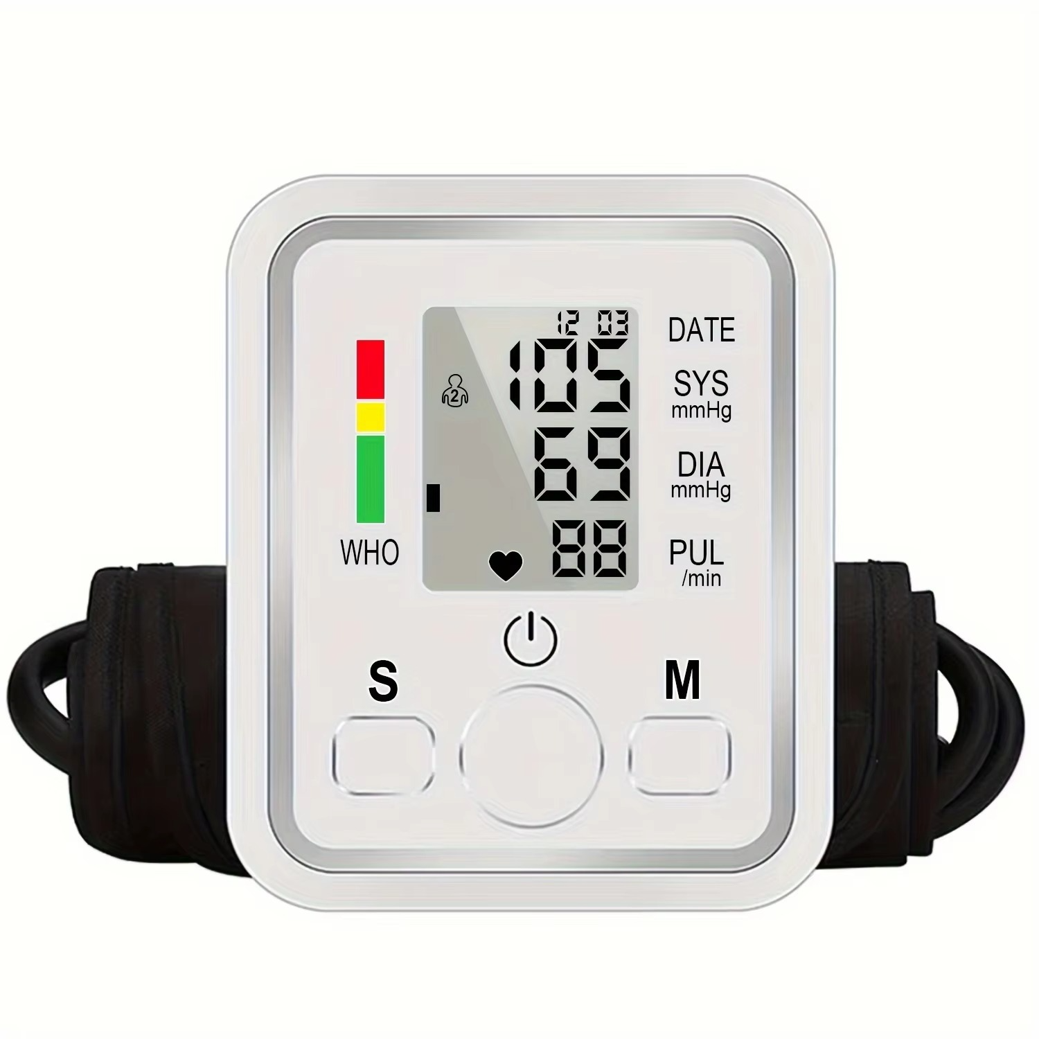 Upper Arm Automatic Blood Pressure Monitor BP Sphygmomanometer Pressure Meter Tonometer for Measuring Arterial Pressur