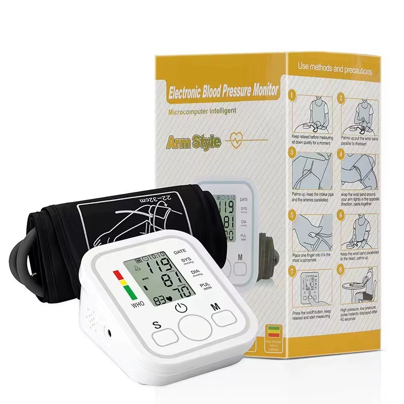 Upper Arm Automatic Blood Pressure Monitor BP Sphygmomanometer Pressure Meter Tonometer for Measuring Arterial Pressur