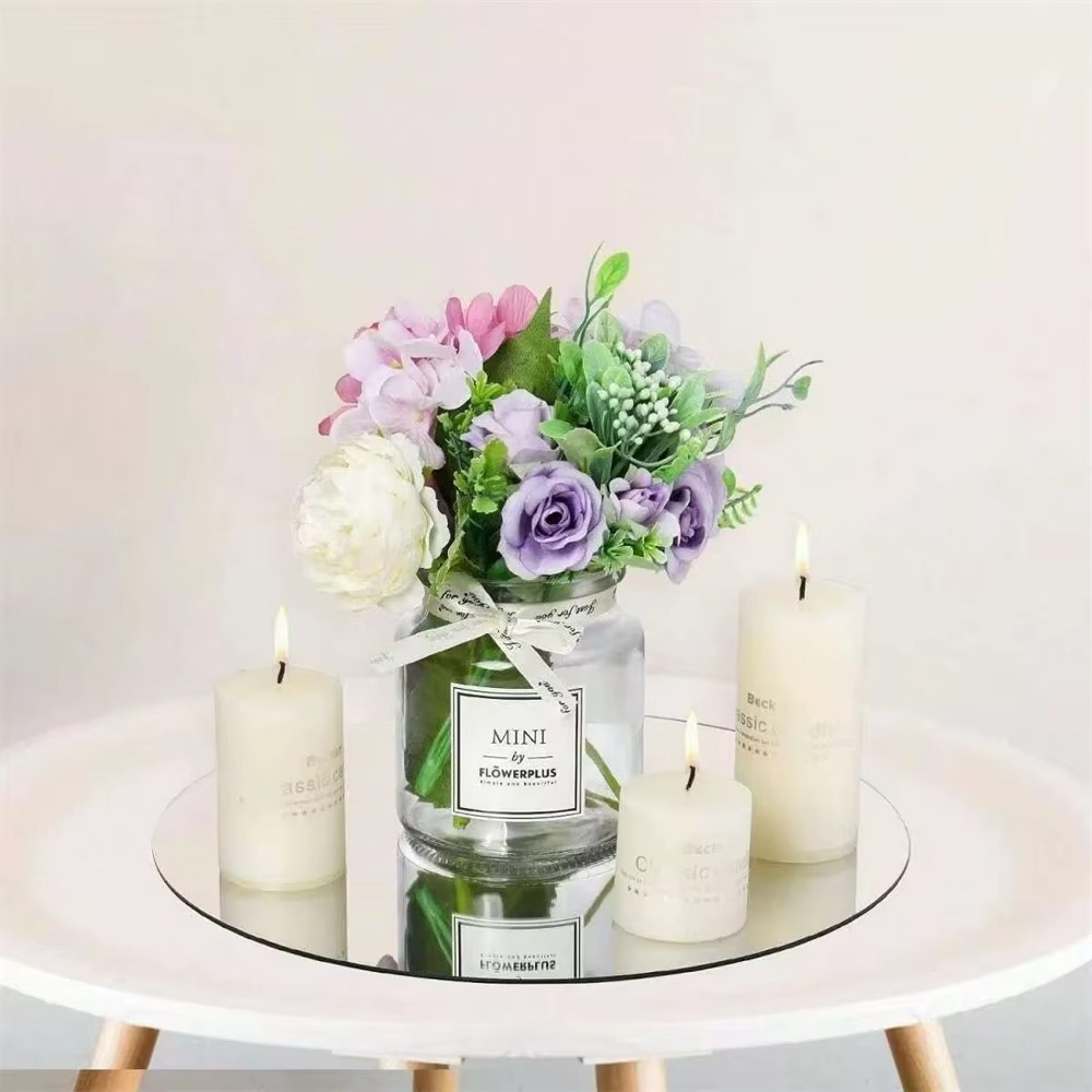 10PCS Acrylic round Mirrors 8 Inch Circle Candle Plates Wedding Table Centerpieces Wall Decor Mirror Trays for Events