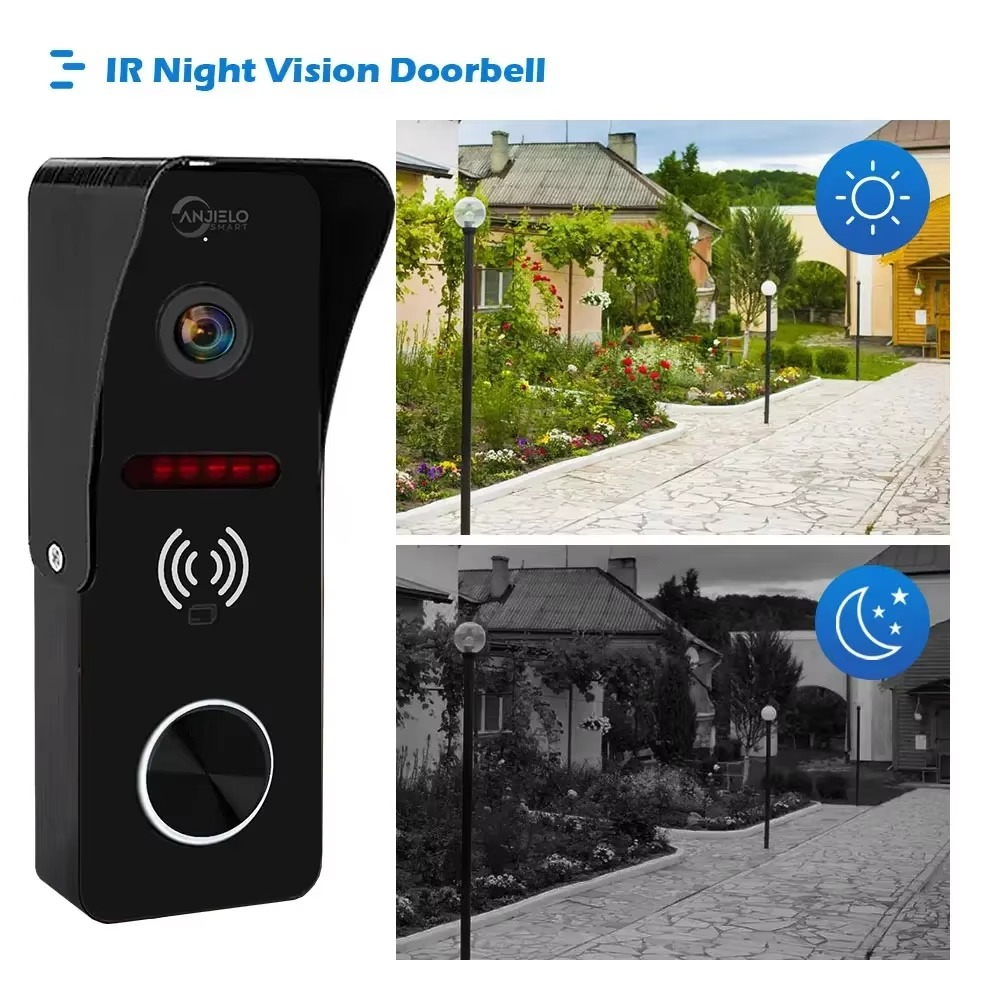 Anjielo 1080P video, IP65 waterproof night vision, metal doorbell with IC card unlocking, intercom, outdoor unit,160° wide-angle